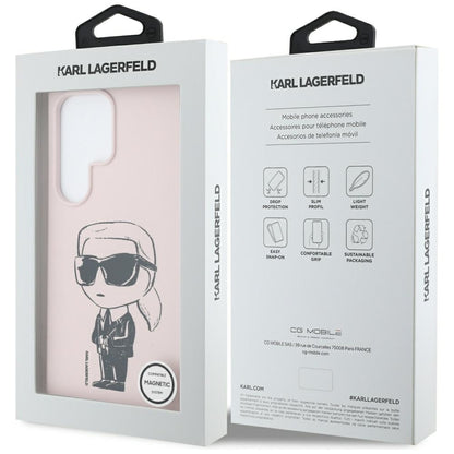 Husa MagSafe pentru Samsung Galaxy S25 Ultra S938, Karl Lagerfeld, Silicone Graffiti, Roz