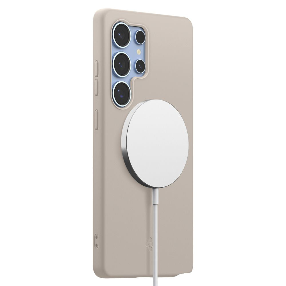 Husa MagSafe pentru Samsung Galaxy S25 Ultra S938, Spigen, Silicone Fit, Bej