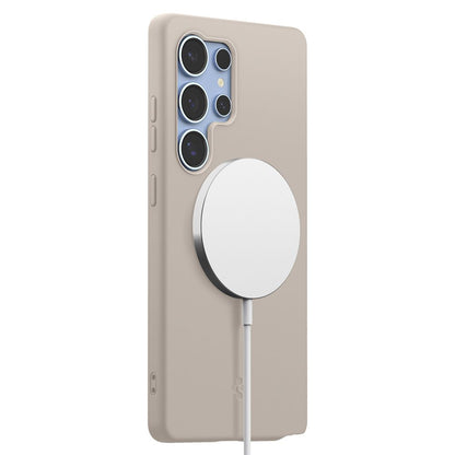 Husa MagSafe pentru Samsung Galaxy S25 Ultra S938, Spigen, Silicone Fit, Bej