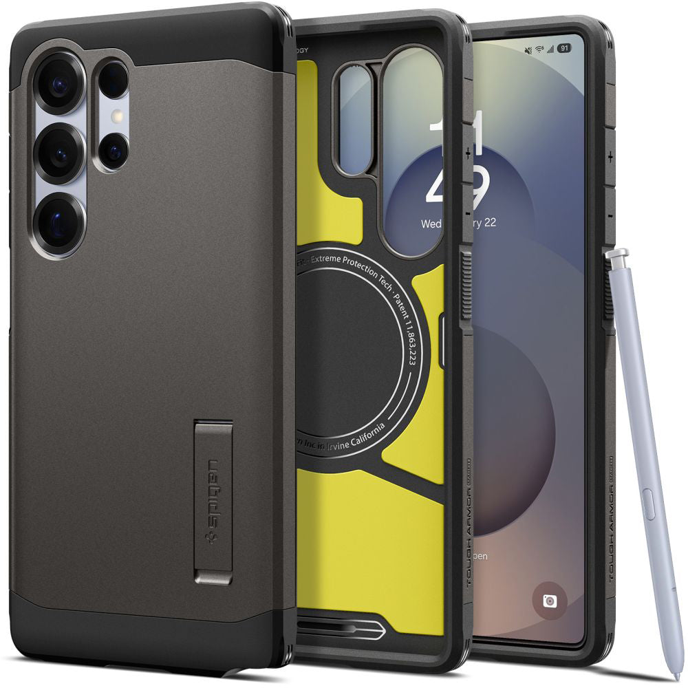 Husa MagSafe pentru Samsung Galaxy S25 Ultra S938, Spigen, Tough Armor, Gri ACS08965