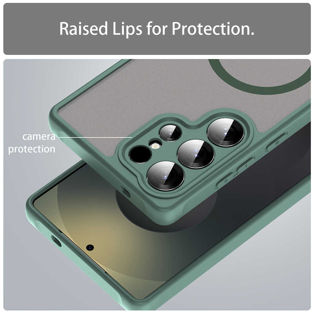 Husa MagSafe pentru Samsung Galaxy S25 Ultra S938, Techsuit, HaloFrost II, Verde