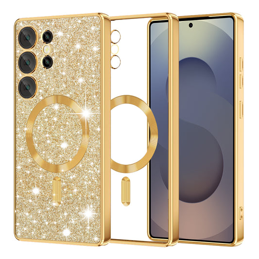 Husa MagSafe pentru Samsung Galaxy S25 Ultra S938, Techsuit, Luxury Glitter, Aurie