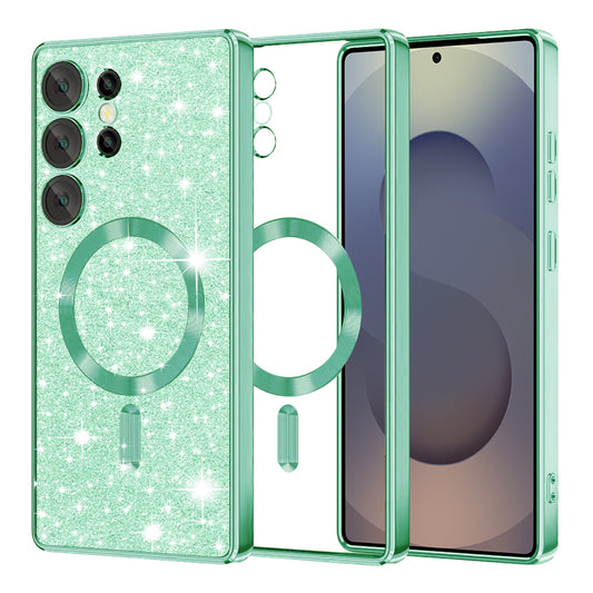 Husa MagSafe pentru Samsung Galaxy S25 Ultra S938, Techsuit, Luxury Glitter, Verde Deschis