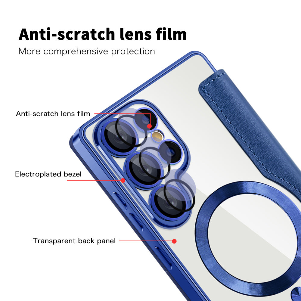 Husa MagSafe pentru Samsung Galaxy S25 Ultra S938, Techsuit, SmartMag Book, Albastra
