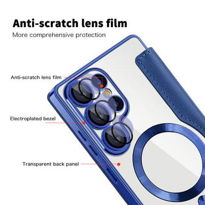 Husa MagSafe pentru Samsung Galaxy S25 Ultra S938, Techsuit, SmartMag Book, Albastra