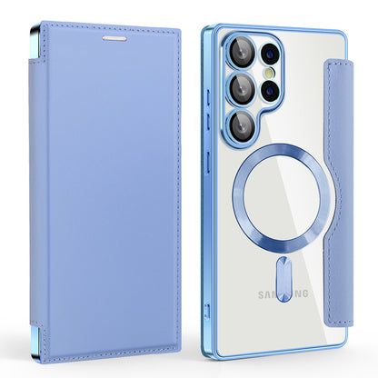 Husa MagSafe pentru Samsung Galaxy S25 Ultra S938, Techsuit, SmartMag Book, Bleu