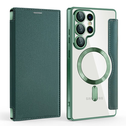 Husa MagSafe pentru Samsung Galaxy S25 Ultra S938, Techsuit, SmartMag Book, Verde