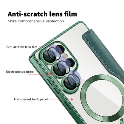 Husa MagSafe pentru Samsung Galaxy S25 Ultra S938, Techsuit, SmartMag Book, Verde