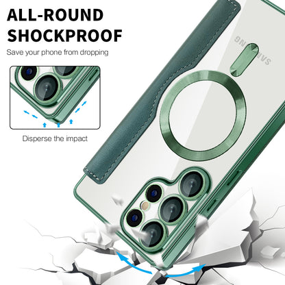 Husa MagSafe pentru Samsung Galaxy S25 Ultra S938, Techsuit, SmartMag Book, Verde