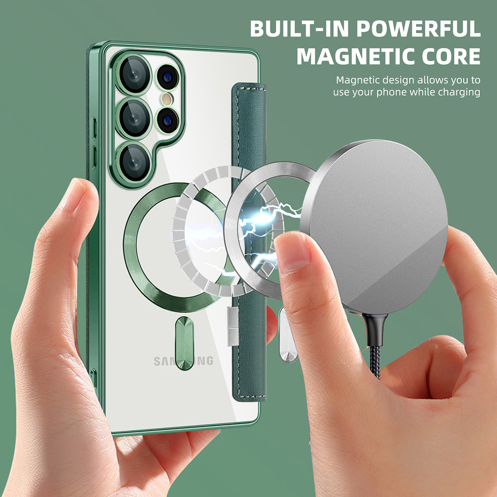 Husa MagSafe pentru Samsung Galaxy S25 Ultra S938, Techsuit, SmartMag Book, Verde