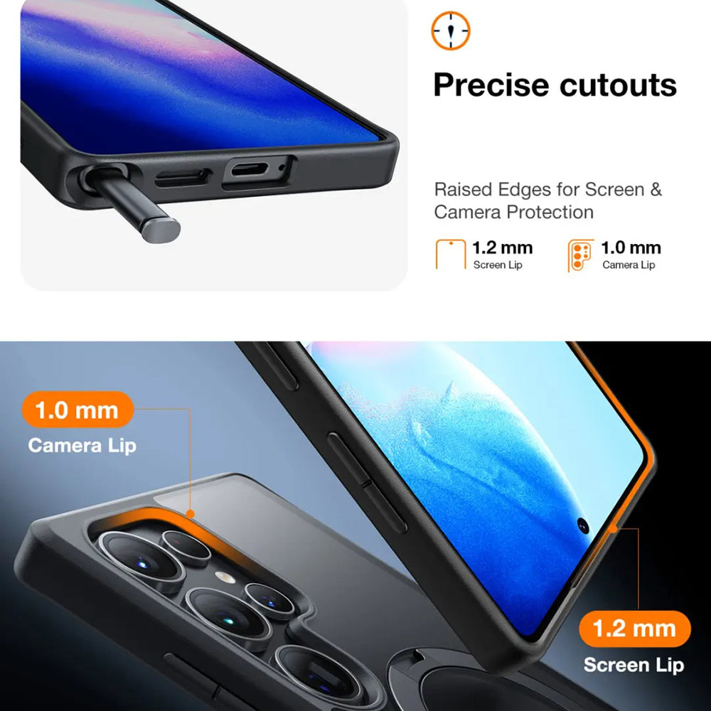 Husa MagSafe pentru Samsung Galaxy S25 Ultra S938, Torras, Ostand Spin, Neagra