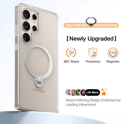 Husa MagSafe pentru Samsung Galaxy S25 Ultra S938, Torras, Ostand Spin, Transparenta