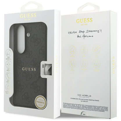Husa MagSafe pentru Samsung Galaxy S26 FE S741, Guess, 4G Embossed Ring Classic Logo, Neagra