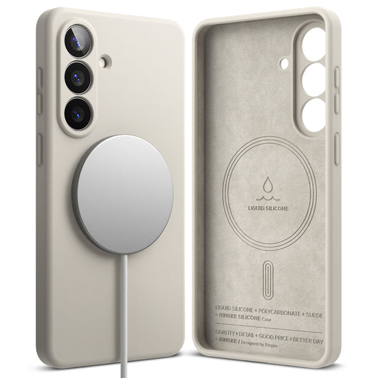 Husa MagSafe pentru Samsung Galaxy S26 Plus, Ringke, Silicone, Crem