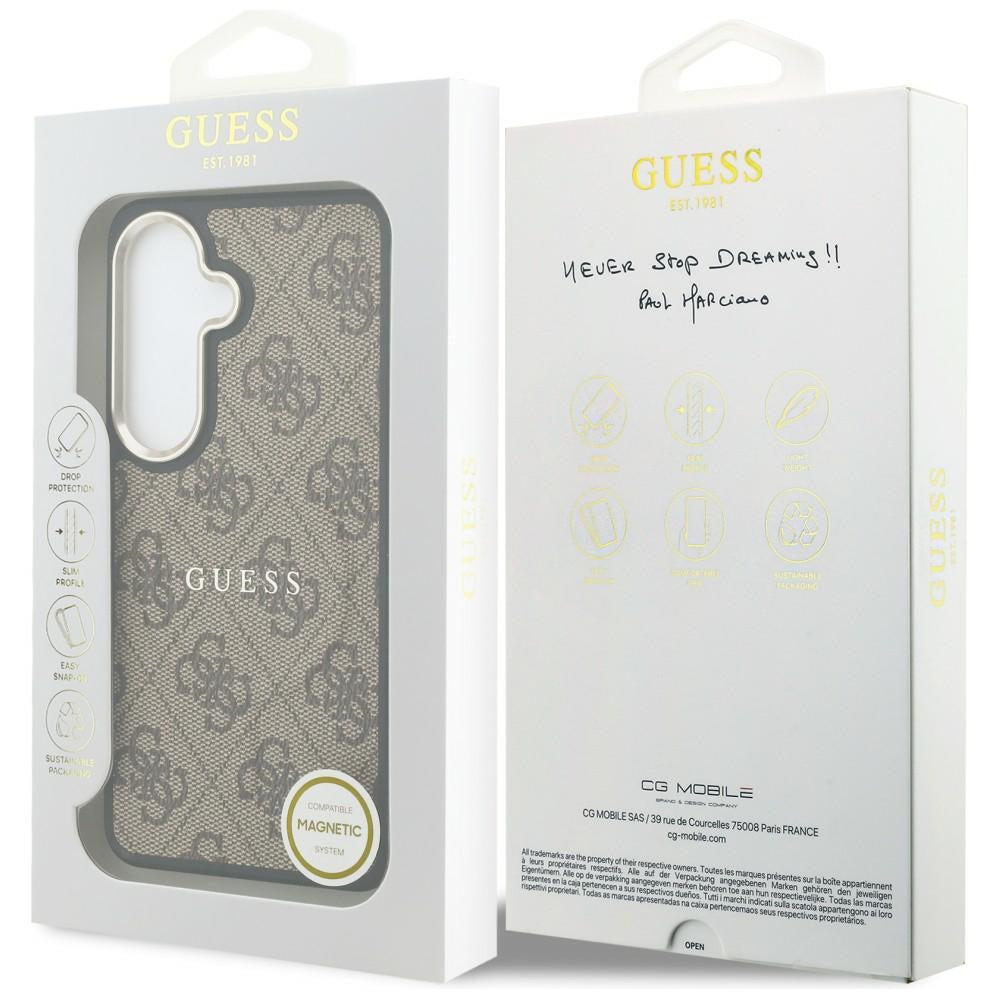 Husa MagSafe pentru Samsung Galaxy S26 Plus S947, Guess, 4G Embossed Ring, Maro