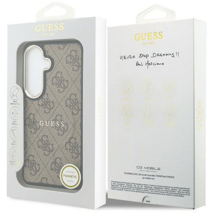 Husa MagSafe pentru Samsung Galaxy S26 Plus S947, Guess, 4G Embossed Ring, Maro