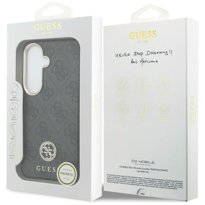 Husa MagSafe pentru Samsung Galaxy S26 Plus S947, Guess, 4G Rhinestone Round Logo, Neagra