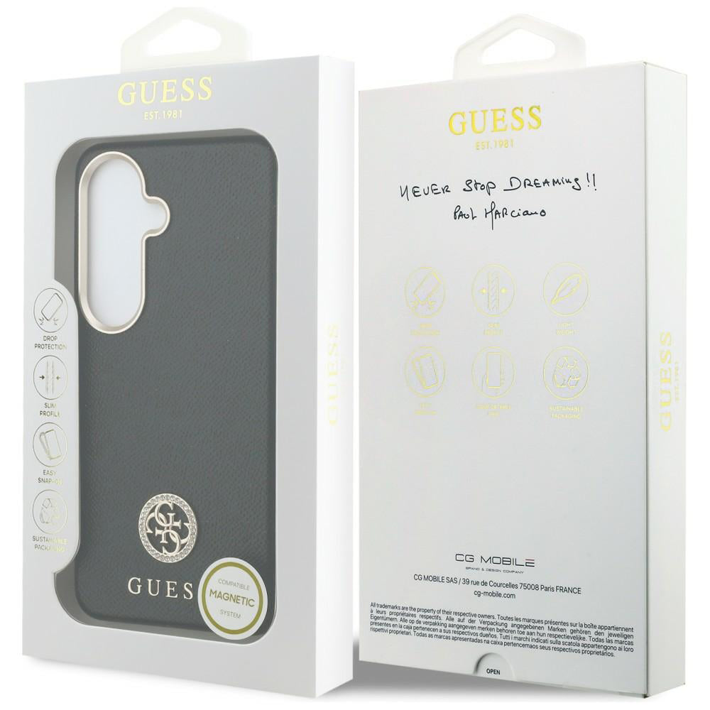 Husa MagSafe pentru Samsung Galaxy S26 Plus S947, Guess, Rhinestone Round Logo, Neagra