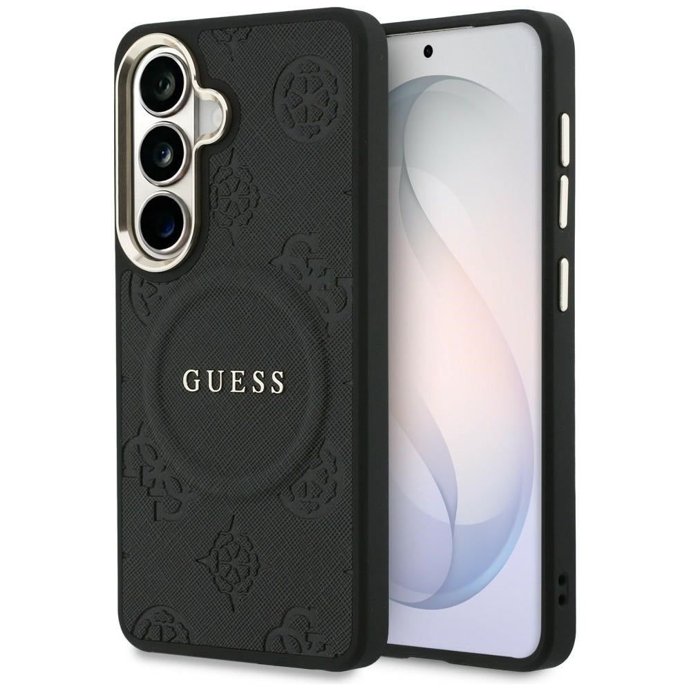 Husa MagSafe pentru Samsung Galaxy S26 Plus S947, GUESS, Saffiano Peony Embossed Ring, Neagra