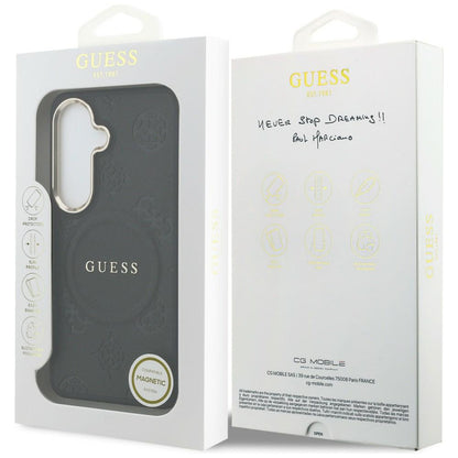 Husa MagSafe pentru Samsung Galaxy S26 Plus S947, GUESS, Saffiano Peony Embossed Ring, Neagra
