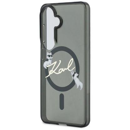 Husa MagSafe pentru Samsung Galaxy S26 Plus S947, Karl Lagerfeld, IML Choupette Karl Script Logo, Neagra