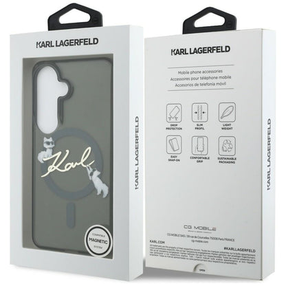 Husa MagSafe pentru Samsung Galaxy S26 Plus S947, Karl Lagerfeld, IML Choupette Karl Script Logo, Neagra