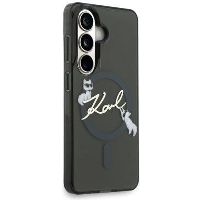 Husa MagSafe pentru Samsung Galaxy S26 Plus S947, Karl Lagerfeld, IML Choupette Karl Script Logo, Neagra