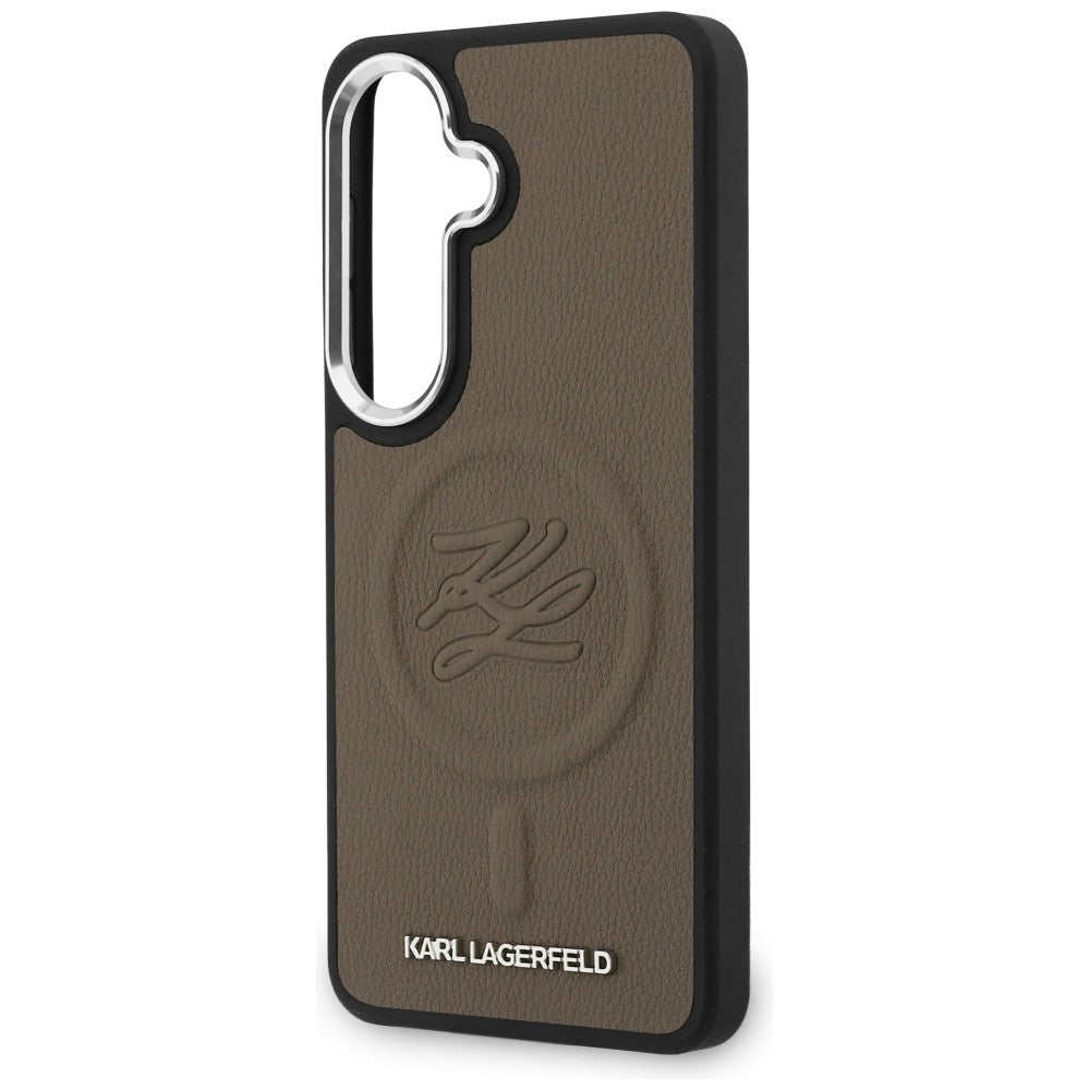 Husa MagSafe pentru Samsung Galaxy S26 Plus S947, Karl Lagerfeld, Initial Logo Debossed, Maro