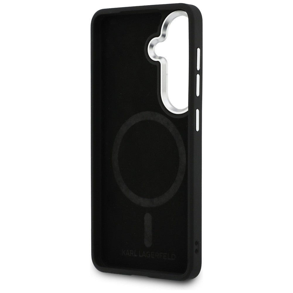 Husa MagSafe pentru Samsung Galaxy S26 Plus S947, Karl Lagerfeld, Initial Logo Debossed, Neagra