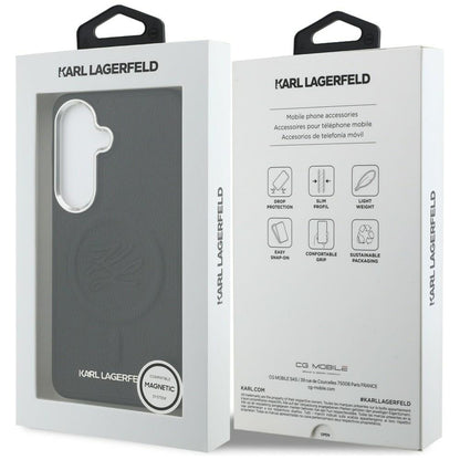 Husa MagSafe pentru Samsung Galaxy S26 Plus S947, Karl Lagerfeld, Initial Logo Debossed, Neagra