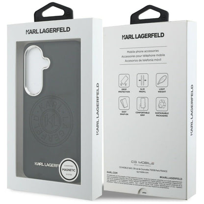 Husa MagSafe pentru Samsung Galaxy S26 Plus S947, Karl Lagerfeld, Karl Round Point Logo, Neagra