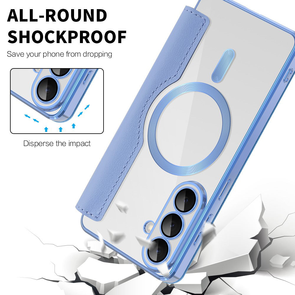 Husa MagSafe pentru Samsung Galaxy S26 Plus, Techsuit, SmartMag Book, Bleu