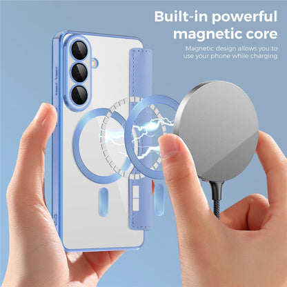 Husa MagSafe pentru Samsung Galaxy S26 Plus, Techsuit, SmartMag Book, Bleu