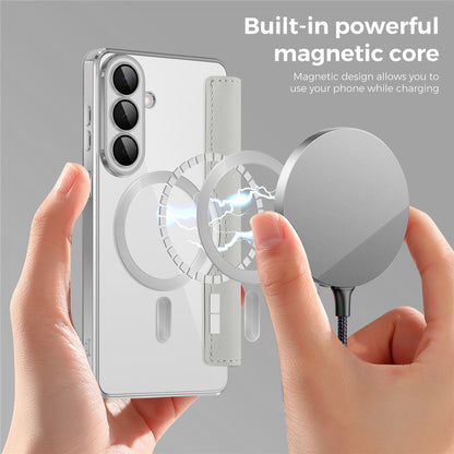 Husa MagSafe pentru Samsung Galaxy S26 Plus, Techsuit, SmartMag Book, Gri