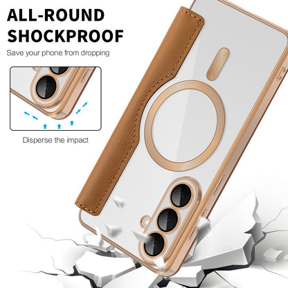 Husa MagSafe pentru Samsung Galaxy S26 Plus, Techsuit, SmartMag Book, Maro