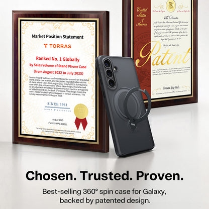 Husa MagSafe pentru Samsung Galaxy S26 Plus, Torras, Ostand Spin, Neagra