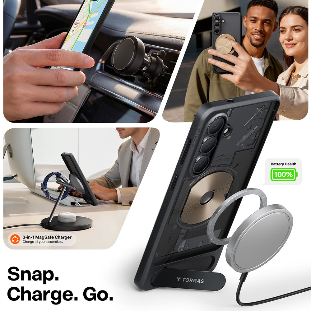 Husa MagSafe pentru Samsung Galaxy S26 Plus, Torras, Pstand, Neagra