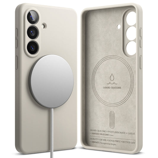 Husa MagSafe pentru Samsung Galaxy S26, Ringke, Silicone, Crem