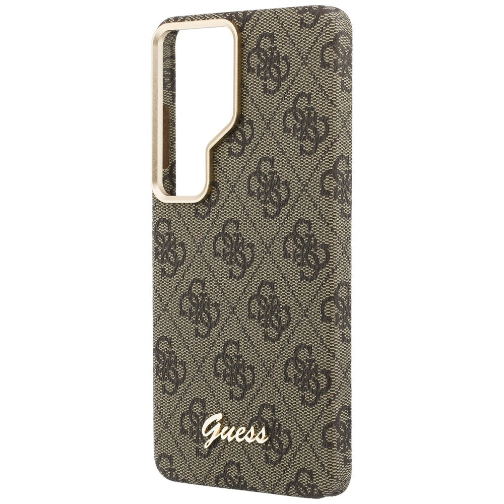 Husa MagSafe pentru Samsung Galaxy S26 S942, Guess, 4G Script Logo, Maro