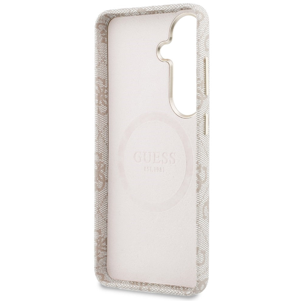 Husa MagSafe pentru Samsung Galaxy S26 S942, Guess, 4G Script Logo, Roz