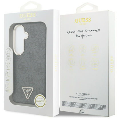 Husa MagSafe pentru Samsung Galaxy S26 S942, Guess, 4G Triangle Logo, Neagra