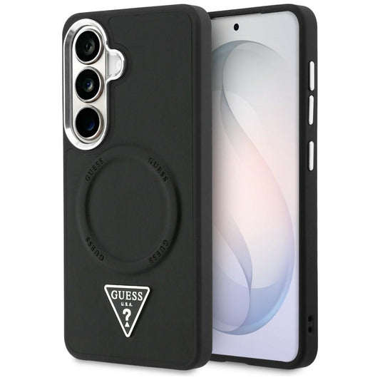 Husa MagSafe pentru Samsung Galaxy S26 S942, Guess, Embossed Ring Triangle Logo, Neagra