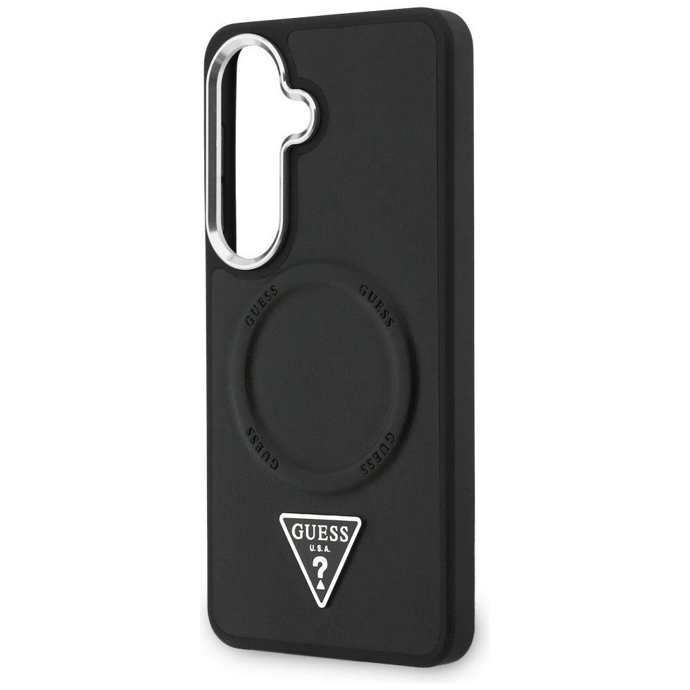 Husa MagSafe pentru Samsung Galaxy S26 S942, Guess, Embossed Ring Triangle Logo, Neagra