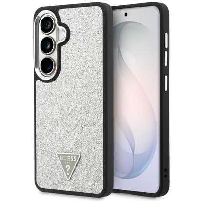 Husa MagSafe pentru Samsung Galaxy S26 S942, Guess, Fixed Glitter Triangle Logo, Argintie
