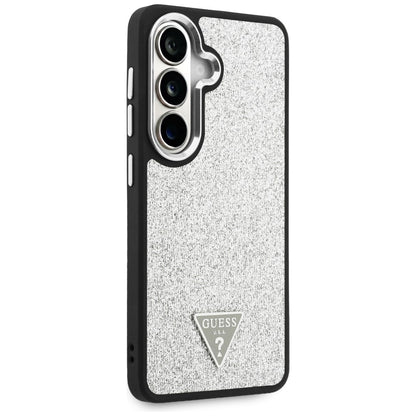 Husa MagSafe pentru Samsung Galaxy S26 S942, Guess, Fixed Glitter Triangle Logo, Argintie