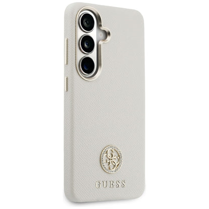 Husa MagSafe pentru Samsung Galaxy S26 S942, Guess, Rhinestone Round Logo, Bej