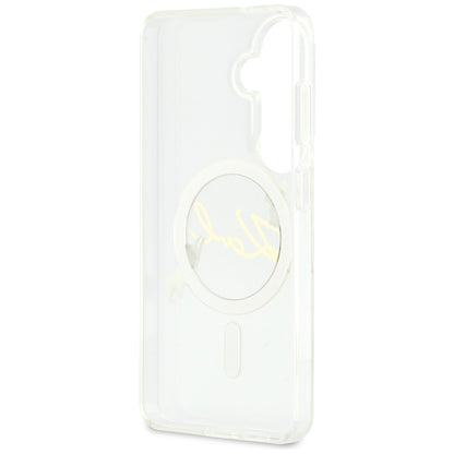 Husa MagSafe pentru Samsung Galaxy S26 S942, Karl Lagerfeld, IML Choupette Karl Script Logo, Alba