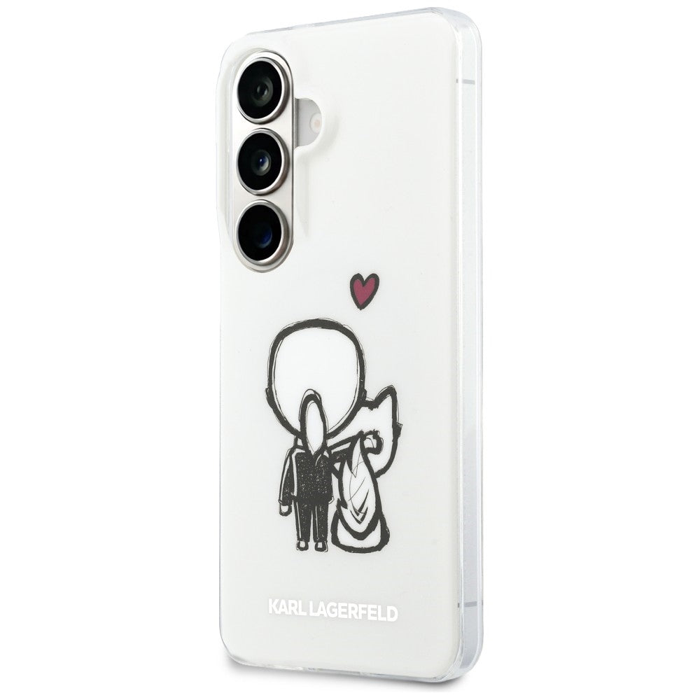 Husa MagSafe pentru Samsung Galaxy S26 S942, Karl Lagerfeld, IML Karl & Choupette Back Logo, Alba