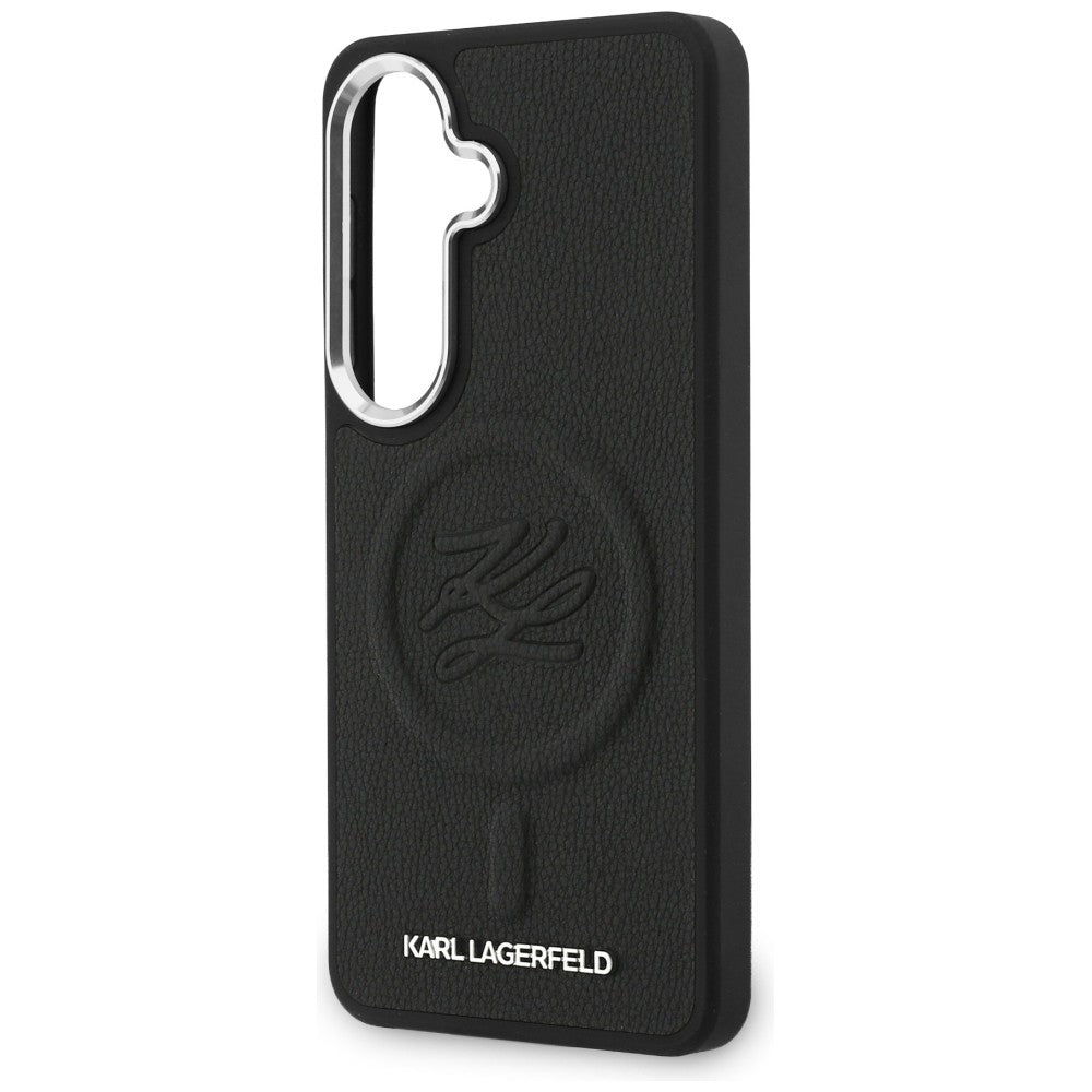 Husa MagSafe pentru Samsung Galaxy S26 S942, Karl Lagerfeld, Initial Logo Debossed, Neagra