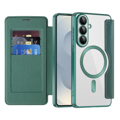 Husa MagSafe pentru Samsung Galaxy S26 S942, Techsuit, SmartMag Book, Verde